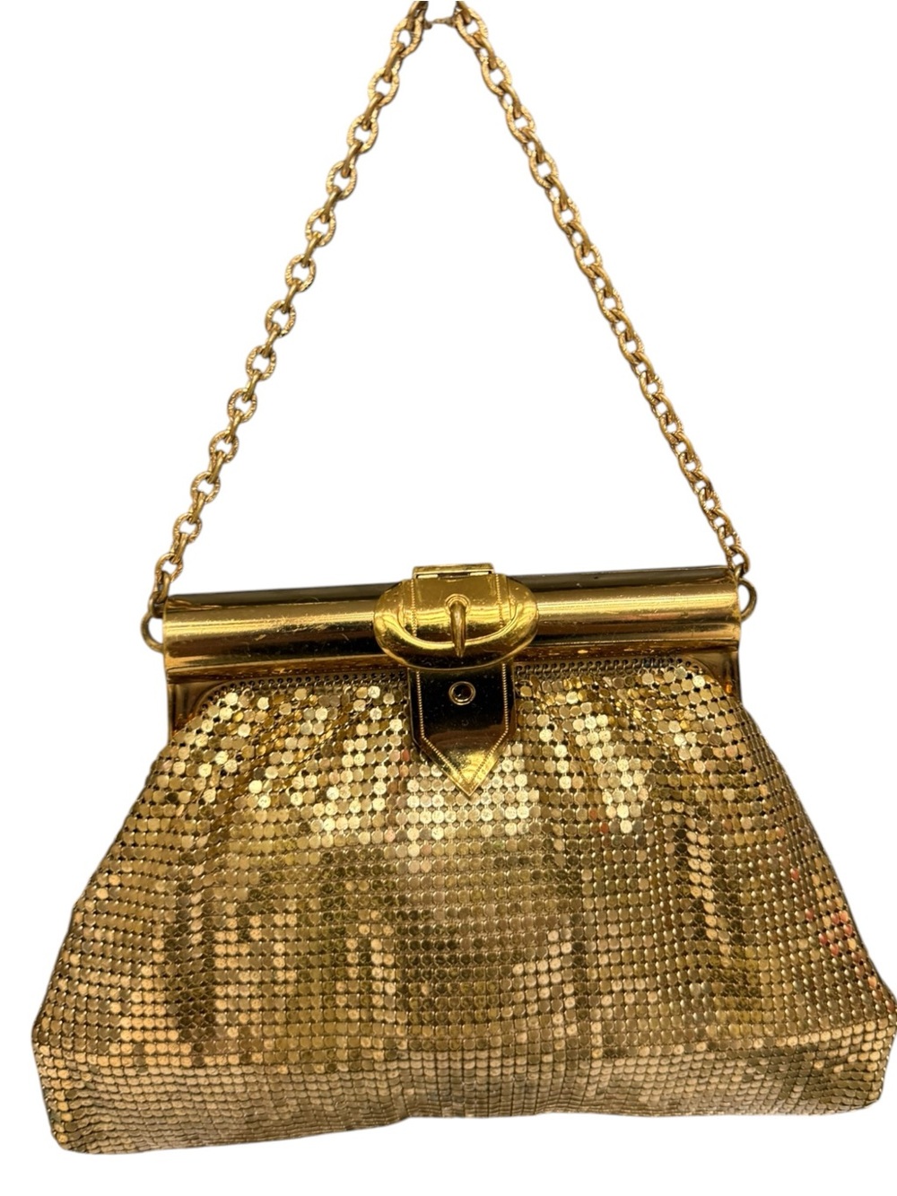 Vintage Whiting & Davis Gold Mesh Evening Bag Clutch Frame Clutch Art Deco